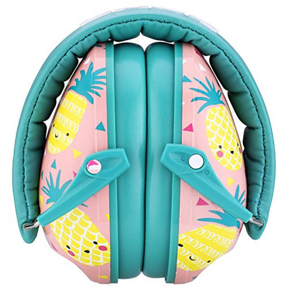 Snug Kids Earmuffs – Noise Reduction for Toddlers & Children – Adjustable, Lightweight, Foldable, Soft & Comfortable - color: Pineapples