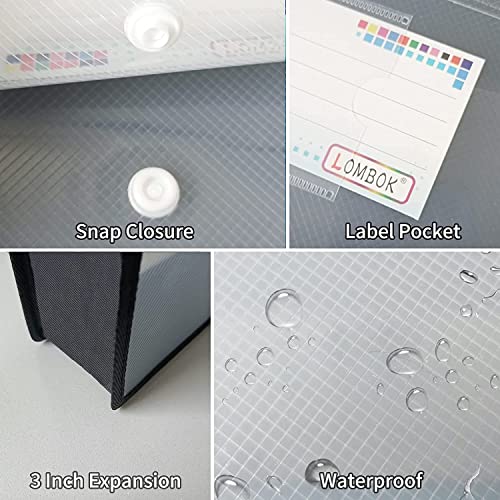 YoeeJob Plastic File Folders Legal Size Expandable Document Folder with Snap Button Closure, A4 Expanding File Wallet Envelopes Pouch with Label Pocket, 2 Packs, Black - color: Black, size: 2 Pack