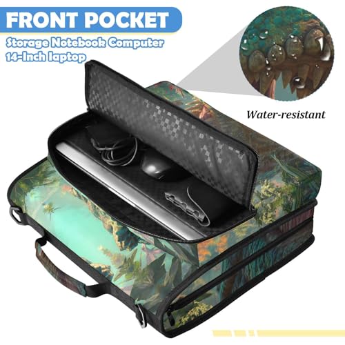 Jungle Dinosaur 3 Ring Zipper Binder Bag with Laptop Pockets and Shoulder Strap Tote Binders Organizer Case for School Office - color: Dinosaur