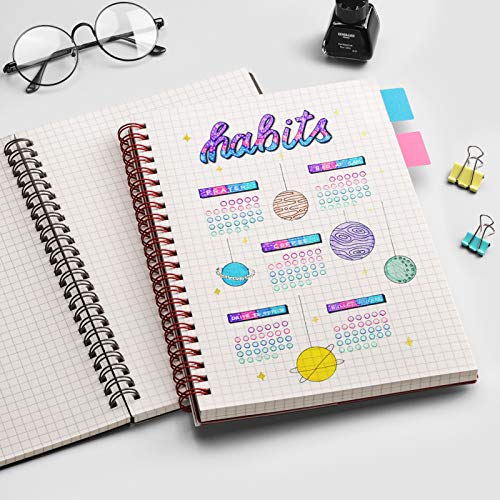EMSHOI Graph Grid Journal Notebook, 2 Pack, 320 Pages, B5 (7.4" x 10") | 100 GSM Thick Paper, Flexible Plastic Cover, Spiral-bound, for School, Student, Note Taking, Math, Engineering (Brown & Red) - color: Brown Red, style: B5-Graph