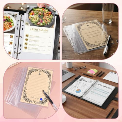 30Pcs A5 Binder Sleeves A5 6 Ring Clear Plastic Paper Sleeve A5-Binder 6 Ring Sheet Protector 6.22x8.77 Sheet Protectors Double-Sided Photo Sleeves for Photo Paper Report