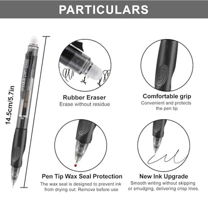 USUAL Retractable Erasable Pens 12 Black Erasable Gel Pen 0.5mm Erasable Gel Pens Black Make Mistakes Disappear Smooth Writing Pen Office Back-to-School Supplies (Black) - color: 12 Black