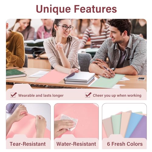 Plastic Folders with Pockets - Pastel Folders, 6 Pack, Durable 2 Pocket File Folders with Business Card Slot, Letter Size for School, Office, Home - color: Pastel