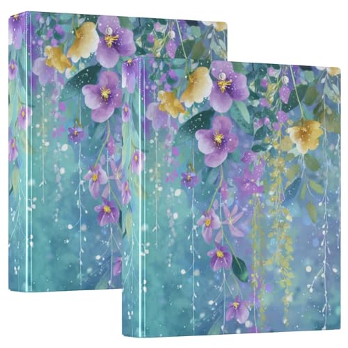 Hanging Floral Garden Round Ring Binders 1.5 Inch 3 Ring Binder with Clipboard Holds 200 Sheets Office Home School - color: Multicolored 28