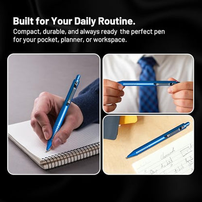 Everyman Aegean Grafton Full Click Refillable 0.7mm Gel Ink Pen | Sleek Anodized Aluminum EDC Pen with Deep Grooved Grip | Smooth Writing Pocket Pen for Office, Travel, Gifting & Daily Use - color: Aegean, style: Full Click