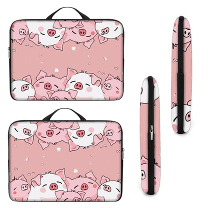 Laptop Sleeve Bag with Handle Computer Protective Soft Cover Case for 14 Inch 13 Inch Laptop,Cute Pink Pig - color: Cute Pink Pig