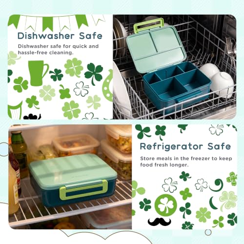 Bento Lunch Box for Kids with 8oz Soup Thermo Leak-Proof Lunch Food Containers with Snack Sauce Container for Kid Girls Boys to School, Green Bag - color: Green Bag
