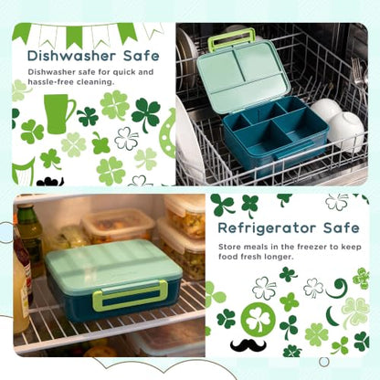 Bento Lunch Box for Kids with 8oz Soup Thermo Leak-Proof Lunch Food Containers with Snack Sauce Container for Kid Girls Boys to School, Green Bag - color: Green Bag