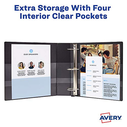 Avery Durable Clear View 3 Ring Binders, 3 Inch EZD Rings, 1 White Binder (09701) (Pack of 2) - size: 3" (Pack of 2), style: 1 Pack