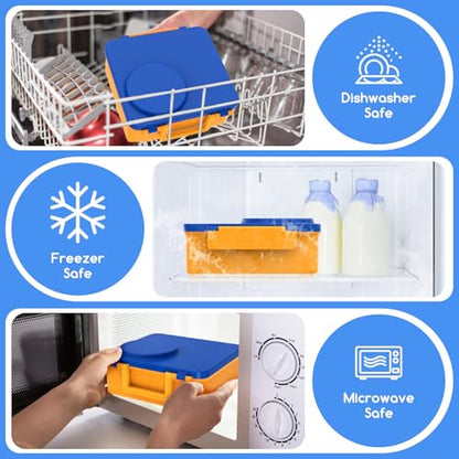 Bento Box for Kids - Leak-Proof Bento Lunch Box with Insulated Thermo Food Jar - 4 Compartments, 1 Removable Divider, 1 Spoon, 1 Fork - Dishwasher Safe, BPA-Free (Blue) - color: Blue