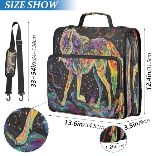 Wolf Universe Color Zipper Binder with Handle 500 Sheets Large Capacity 1.5 Inch 3 Ring Binders with Shoulder Strap Multi Pockets School Office Binder Organizer for Girls Boys Students