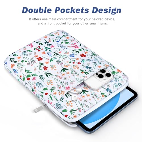 Dadanism 9-11 Inch Tablet Sleeve Bag Carrying Case for iPad (A16) 11th Gen 11", iPad 10th Gen 10.9" Air 5/4, iPad Air/Pro 11", iPad 9/8/7th 10.2", Galaxy Tab A11+ Plus 11"/S9 FE, Tab M11 11", Flowers - color: Flowers, size: 9-11 inch