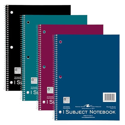 ROARING SPRING College Ruled 1 Subject Notebook, Wirebound Writing Notebook, 24 Pack, 70 Sheets, 8 x 10.5 Inches, Made in USA, Ideal for Students, School, & Office - size: 10.5"x8"