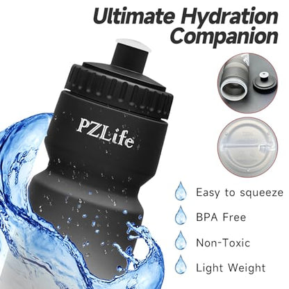 2 Pack Bicycle Water Bottle 24oz - BPA Free Leakproof Squeeze Bottle | with Capacity Scale w/Pull Top Lid,Reusable , for Bike, Gym,Running - color: y-Black+Black