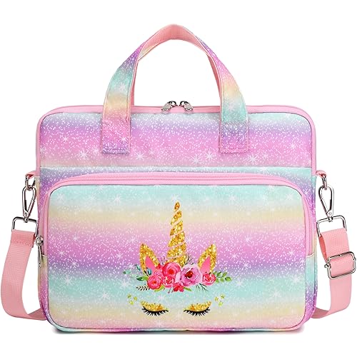 Octsky Tablet Sleeve Bag Kids Ipad Carrying Sleeve 12.5 Inch Tablet Protective Bag with Shoulder Strap, Soft Lining - color: Unicorn Golden