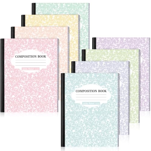 Colarr 8 Pack Composition Notebook 9.75 x 7.5 Inch Wide Ruled Marble Paper Composition Books Assorted Fun Colors Office School Notebook, Hard Cover, Sturdy Sewn Binding (Innovative Color) - color: Innovative Color