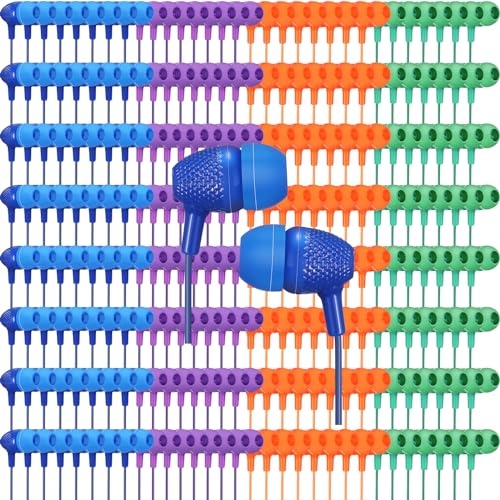 Macarrie 250 Pack Earbuds Bulk Kids Earbuds Headphones Classroom Earphones with Wire Ear Headphones for Schools Classrooms Libraries Children Students Gift (Bright Color) - color: Bright Color