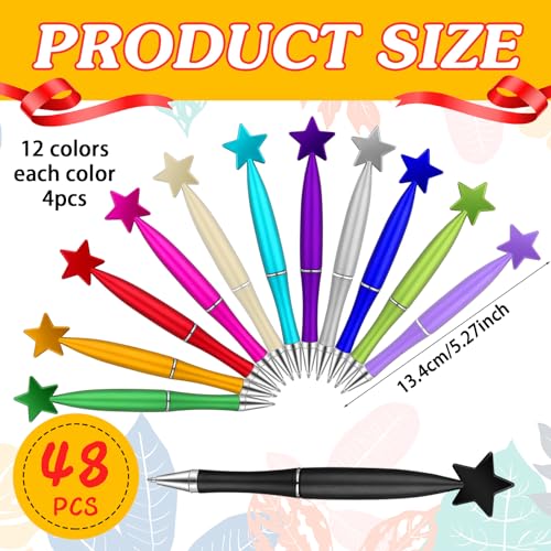 Yeaqee 48 Pcs Star Pens Bulk You're a Star Ballpoint Pen Gifts 12 Colors Retractable Back to School Black Ink for Teacher Appreciation Gifts Classroom Prizes Goodie Bag Stuffers Party Favors