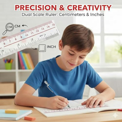 2.0mm Mechanical Pencil Set with Case: 4 packs Pencil include 2 Cases of 2.0mm Color Lead Refills HB Lead, Kneaded Standard Erasers, Ruler for Drawing Sketching School(4pc 2.0mm)