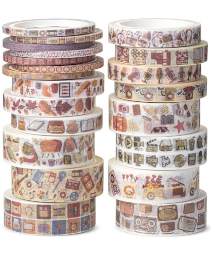 Mr. Pen- Washi Tape Set, 21 Rolls, Assorted Sizes, 5 Yards/Roll | Washi Tape for Scrapbook, Arts, Crafts, Journals and Planners, Nostalgic Theme - color: Nostalgic Theme, size: 0.1", 0.3", 0.6", 21 Rolls