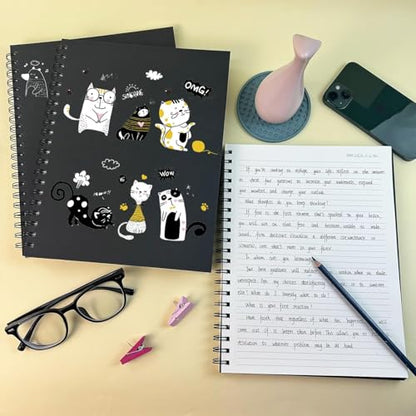 Lined Spiral Notebook A4 Large Journal 8.5" x 11",6 Pack 7mm College Ruled Hardcover Notebooks 160 Pages 100GSM Thick Paper for Note Taking School Office Supplies - style: 6-Lined