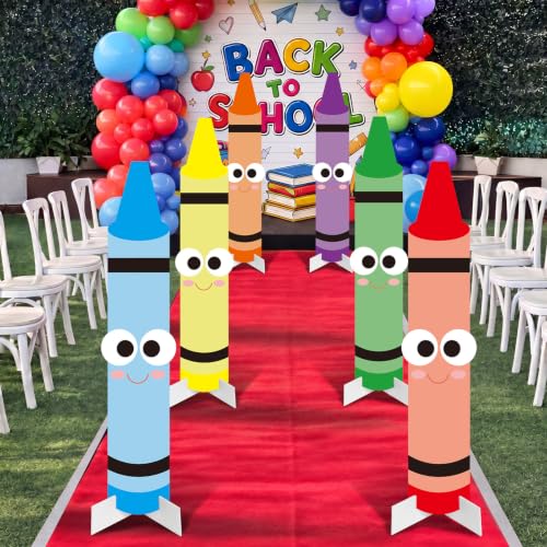 6 Pcs Back to School Crayon Party Decorations Large Kindergarten Preschool Outside Decor My First Day of School Yard Signs Party Supplies for Outdoor Lawn Classroom Decorations Photo Prop - color: Multicolor, size: Cute Crayon