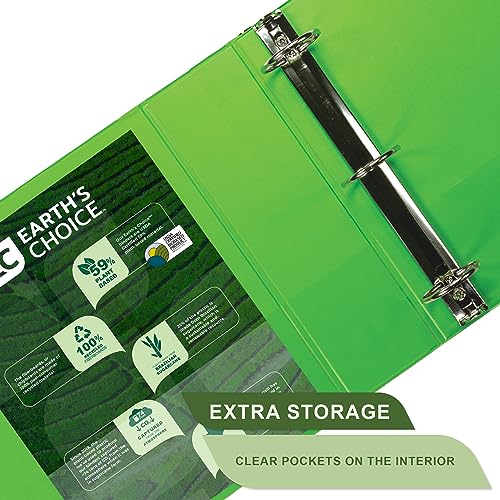Samsill Plant-Based 3 Inch Durable Round Ring, View Binder, Eco-Friendly, USDA Certified Biobased, Single, Bright Green - color: Lime Green, size: 3"