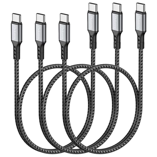 20inch Short USB C to USB C Cable, 3-Pack 1.6FT 65W Charger Cable PD Fast Charging Type C to Type C Cord Braided for Samsung Galaxy S23 S22 S21, Note 20/10 Ultra, iPad Pro, Power Bank - size: 1.6FT