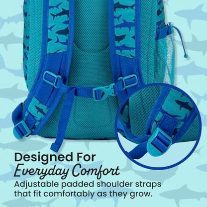 Bentgo Kids 2-in-1 Backpack & Insulated Lunch Bag - Durable 16” Backpack & Lunch Container in Unique Prints for School & Travel - Water Resistant, Padded & Large Compartments (Shark) - color: Shark