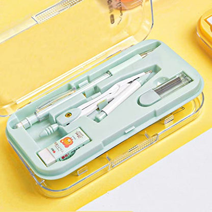 Math Geometry Kit Set Geometry Set Drawing Compass 0.7mm Mechanical Pencil Eraser Protractor Rulers Drafting Compass 8 Piece Set for Student Professional Precision Compass (Color : Gold) - color: Gold