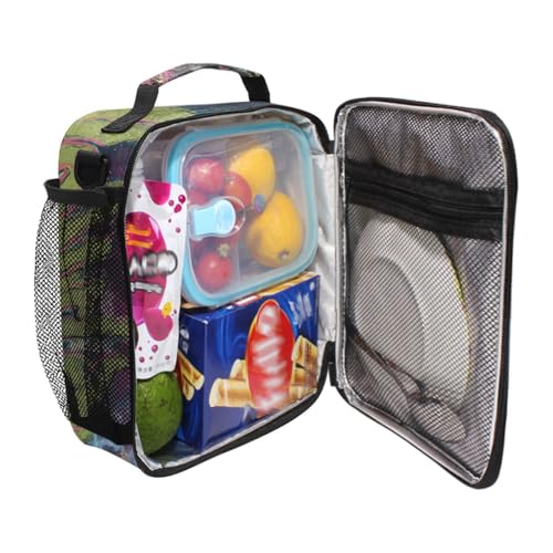 ALAZA Funny King Kong Lunch Box Insulated Lunch Bag Kids Cooler Tote Bag Freezable Shoulder Strap Lunchbox for Girls School Picnic - color: Multi891