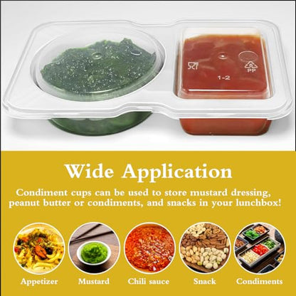 25 Sets Reusable Snack Containers Double Compartment Snackle Box Container with Lids - Leak-Proof BPA-Free Food Storage, Condiments Portion Control Dip Cups for Kids School Lunches, Meal Prep, Takeout - color: 25