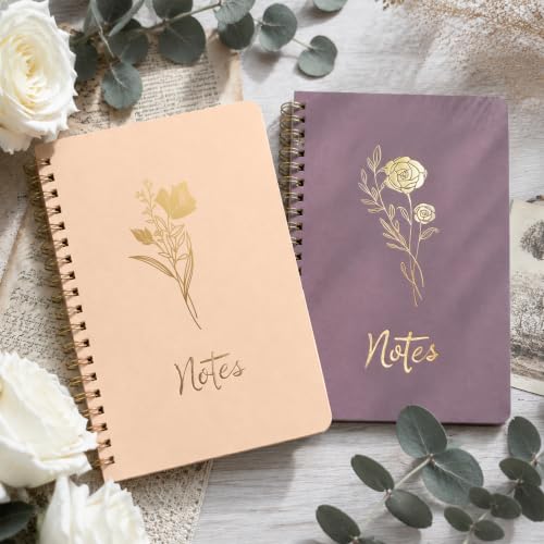 Prelady 2 Pack Pink & Purple A5 Spiral Notebook, College Ruled Bible Journal for Women with Storage Pocket, Aesthetic Back to School Supplies for Teen Girls - color: Pink & Purple
