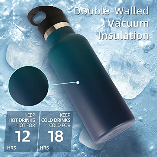 Volhoply 17oz Kids Insulated Water Bottle,Stainless Steel Water Bottles with Straw Lid,Reusable Metal Cups Water Bottle,Double Wall Vacuum Sports School Water Flask Keep Cold (Dark Night,1 Set) - color: Dark Night