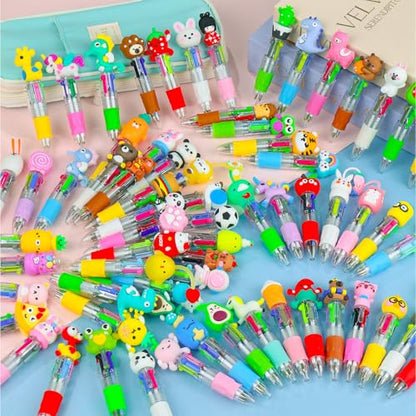 104 Pcs Mini Multicolor Pens in One 4-in-1, Cute Kawaii Ballpoint Pens Bulk with 52 Different Designs, Classroom Rewards, Student Gifts, Party Favors, Back to School Supplies for Kids - style: 104Pcs