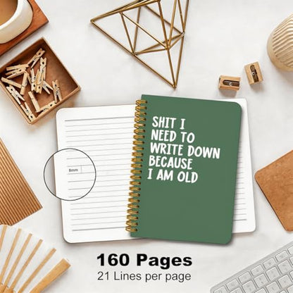 2 Pcs Funny Spiral Notebook, Funny Senior Citizen Hardcover College Ruled Spiral Notebook, Sarcastic Notebooks, 160 Ruled Pages Hardcover Journals for Writing Office, Appreciation Gifts for Friend - color: Multicolour 0023