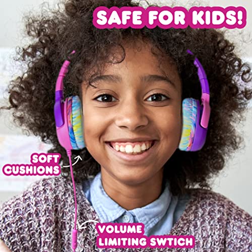 Move2Play, Kidz Bop, Wired Headphones for Kids | Microphone | 3.5mm Plug | Volume Limiting 85dB/94dB | Soft Pads | Adjustable | School Use | Gift 3 4 5 6 7 8+ Year Old Girls Boys Toddlers - color: Wired - Pink