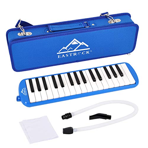 EastRock 32 Key Melodica Instrument Keyboard Soprano Piano Style with Mouthpiece Tube Sets and Carrying Bag for Beginners Adults Gift Blue - color: Blue, size: 32key