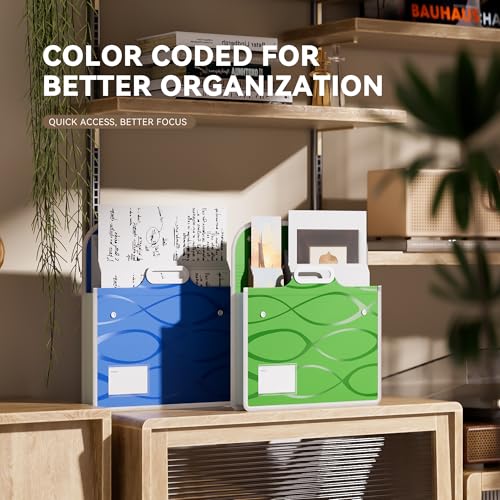ABC life 2 Pack Plastic File Folder with Handle | Fits Letter/A4, Snap Closure, For School, Office, Travel, Tax Documents - Blue&Green - color: Blue&green, size: 2 PACK