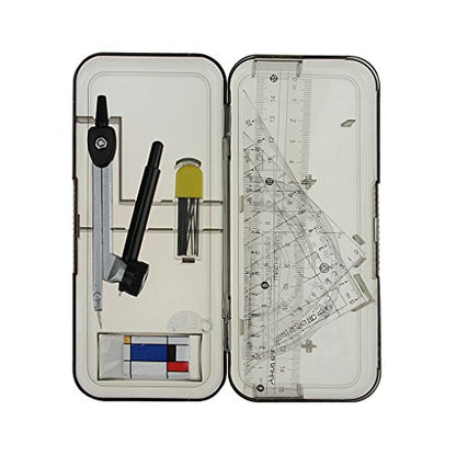 Drawing Compass,7-piece Metal Compass Ruler Set Students Study Geometry Kit Math Drawing Ruler Drafting Tools Math Geometry Tools for Circles with Carrying Case