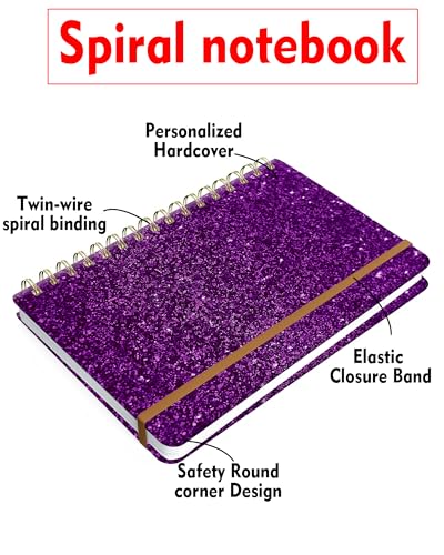 Spiral Journal Notebook for Women, Hardcover A5 College Ruled Notebook, 120 Pages, Thick Paper, Cute Lined Journal for School, Office & Work, 6 x 8.4 in(Shiny Purple) - color: Shiny Purple