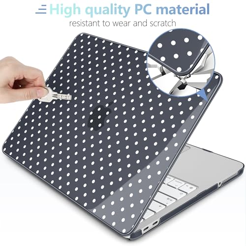 MEEgoodo 4-in-1 Printed Case for MacBook Neo 13 inch 2026 Release Model A3404, Laptop Hard Shell Cases with Keyboard Skin & Screen Protector & Webcam Covers, White Polka Dot - color: White Polka Dot