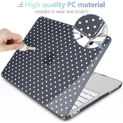 MEEgoodo 4-in-1 Printed Case for MacBook Neo 13 inch 2026 Release Model A3404, Laptop Hard Shell Cases with Keyboard Skin & Screen Protector & Webcam Covers, White Polka Dot - color: White Polka Dot