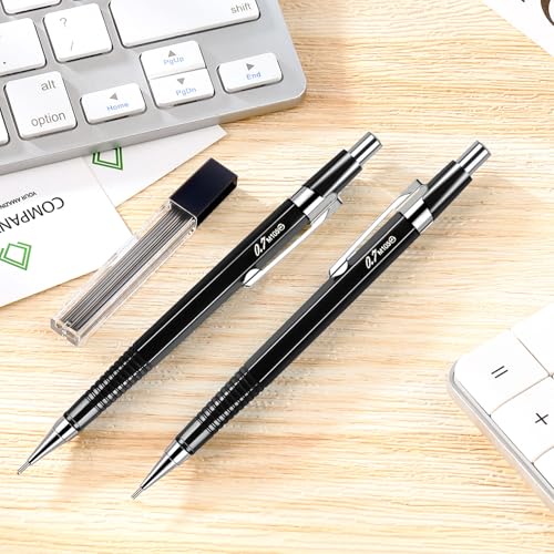Outus 8 Pcs Mechanical Pencil Metal Retractable Automatic Drafting Pencils Refills for Writing Drawing Signature Sketching Illustration Student Teacher Appreciation Giftsn(0.5 mm,Black) - color: Black, style: 0.5 mm