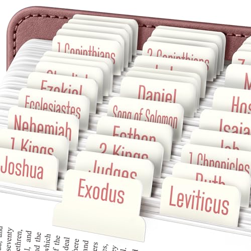 EssexWares – Ivory Solid Color Bible Tabs for Old and New Testament, 80 Large Print Tabs for Bible Study, Water-Resistant and Durable Bible Index Tabs for Women and Men - 1.7" Wide - color: Ivory