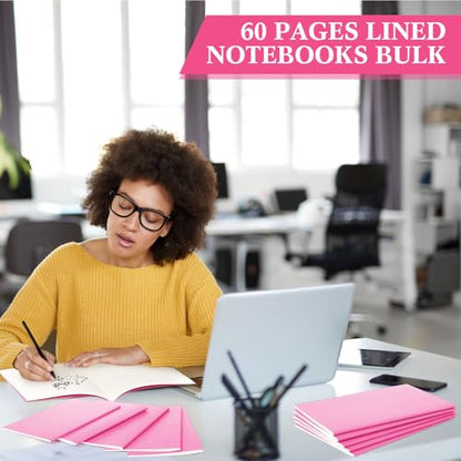 Mimorou 100 Pcs Journals Notebooks Bulk - Kraft Softcover A5 Small Notebooks 5.5 Inch x 8.3 Inch Notepads with 60 Page 30 Sheet for Writing Sketch Travel Office Supplies(Pink,Lined) - color: Pink, style: Lined