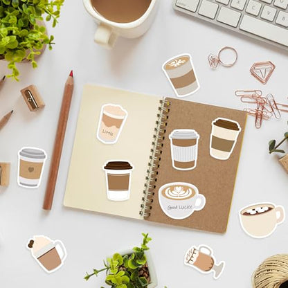 Xqumoi 30 Pack Coffee Cup Sticky Notes - Funny Self Sticky Notepads Writing Memo Pads for Coffee Lover Office School Supplies Student Kids Gift Class Reward Birthday Party Favors Goodies Bag Fillers - style: Coffee Cup (Style 2)