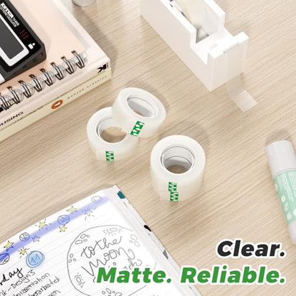 SWRT Invisible Tape Refills, 24 Rolls, 3/4 in x 800 in, Matte Finish | Blends into Paper; Easy to Write On; Neat Paper Repairs; Quick Label Fixes; Fits Tape Dispensers; Office, School, Home