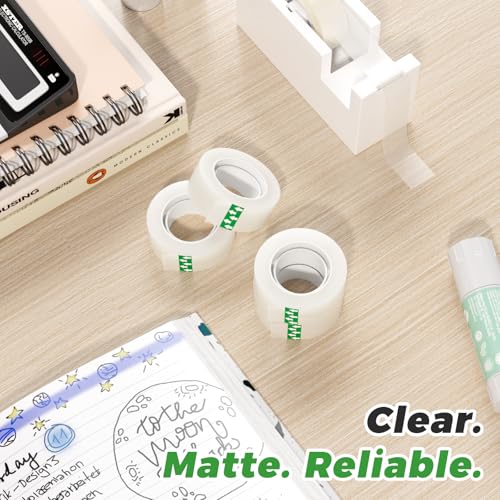 SWRT Invisible Tape Refills, 10 Rolls, 3/4 in x 800 in, Matte Finish | Blends into Paper; Easy to Write On; Neat Paper Repairs; Quick Label Fixes; Fits Tape Dispensers; Office, School, Home