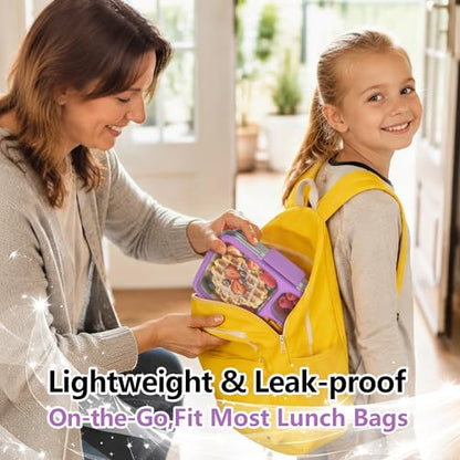 HOMEKOL Stainless Steel Bento Lunch Box 3-Compartment, 4.2Cups, Purple | Leak-Proof Metal Lunch Container for Kids & Adults, BPA-Free, Dishwasher Safe, Clear Tritan Lid, 1000ml (Not Insulated) - color: Purple, size: 34oz (1000ml)
